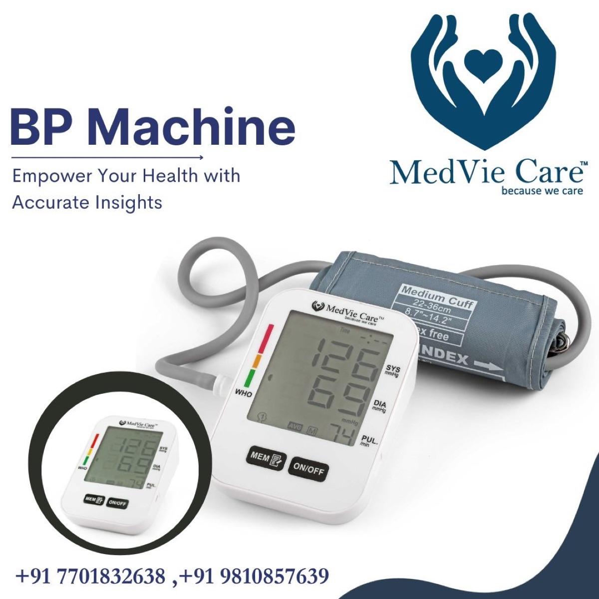 MedVie Care digital blood pressure monitor with arm cuff