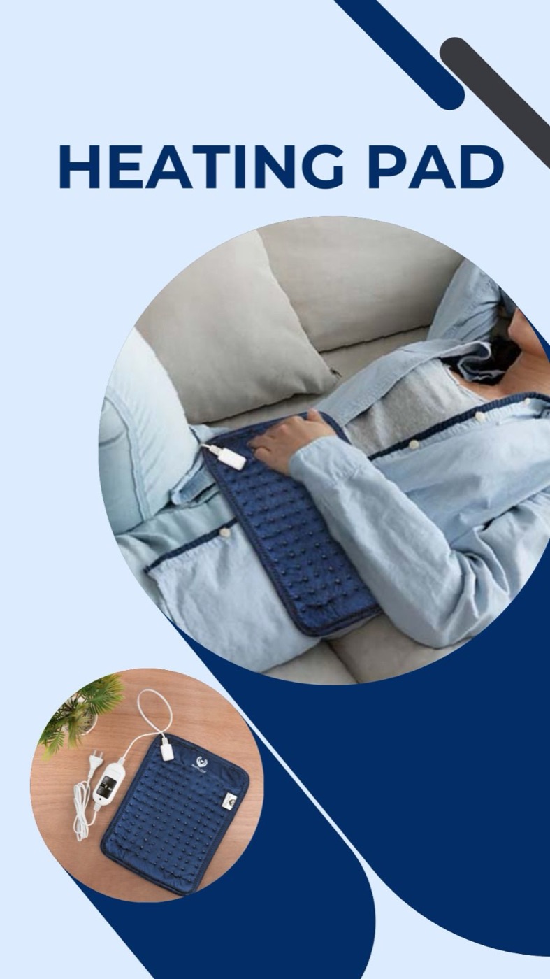 MedVie Care electric heating pad used for back and muscle pain relief