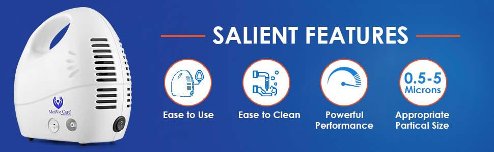 MC-NB03 salient features: easy to use, easy to clean, powerful performance, 0.5–5 micron particle size
