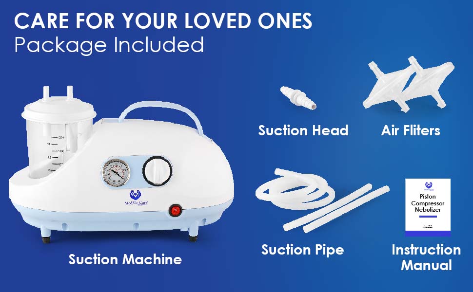 In the box: suction head, air filters, suction pipe and instruction manual